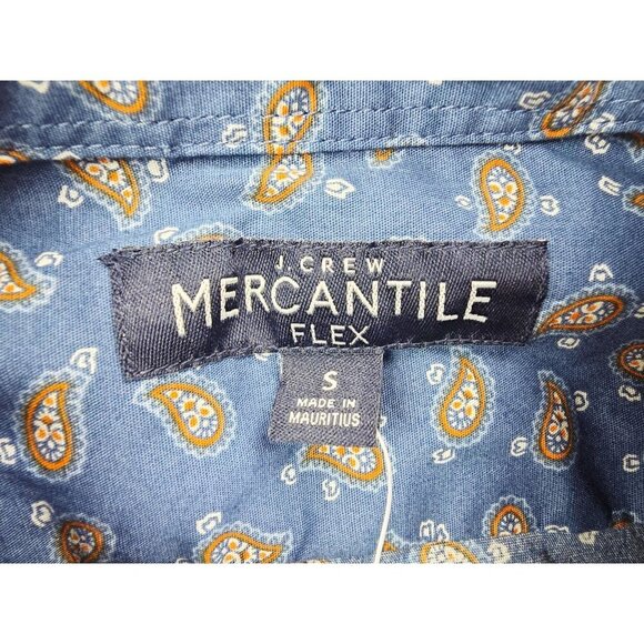 J. Crew Mercantile Flex Small Men's Blue Paisley Button Down Long Sleeve NWT - Picture 4 of 9